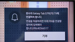 TV 화면에 표시된 PIN 코드 확인