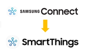 Samsung Connect가 SmartThings로 문구 바뀌는 이미지