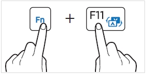 FN 키와 F11 버튼을 동시에 눌러서 컨설팅 모드 설정 또는 해제하는 이미지
