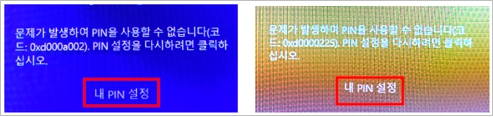 문제가 발생하여 PIN을 사용할 수 없습니다 0xd000a002 라는 에러가 발생 이미지
