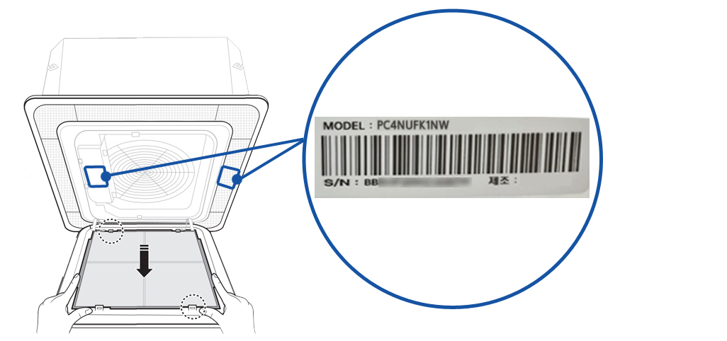 상업용 시스템에어컨 모델명 위치