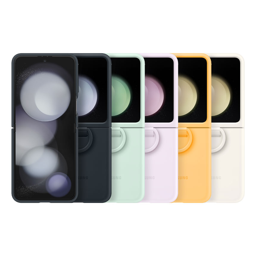 Z플립5 실리콘 케이스 with 링 민트, 인디고, 살구, 크림, 라벤더 색상의 이미지