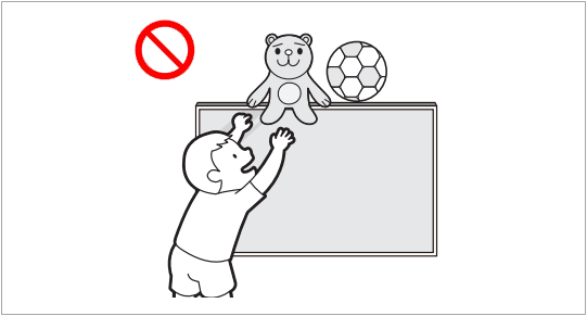 안전한 사용을 위해 TV 제품 위에 무거운 물건이나 장난감 등을 올려놓고 사용하지 마세요  