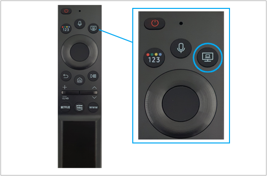 리모컨 멀티뷰 버튼 (TV 모델에 따라 제공된 리모컨 메뉴는 다를 수 있음) 