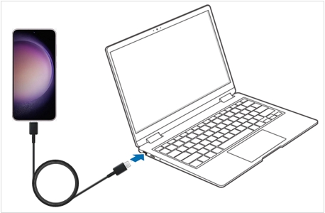 데이터 케이블로 휴대폰을 노트북 USB 단자에 연결하기