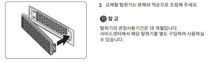 빌트인 와인냉장고 탈취필터 설명