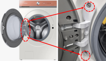 드럼세탁기 도어 고정부가 풀리는 증상 에 대한 제품 도어 연결부쪽의  이미지
