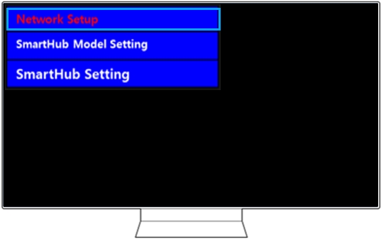 4. 'Network Setup'을 누르면 TV 메뉴창이 뜨면서 Network 설정을 진행합니다.