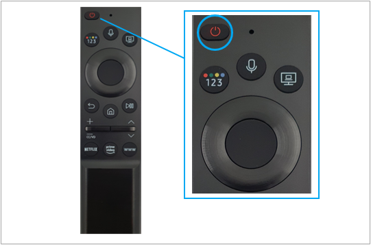 TV 화면이 뜨지 않거나 전원이 안 들어온다면 TV 리모컨 전원 버튼을 3초 이상 눌러주세요.