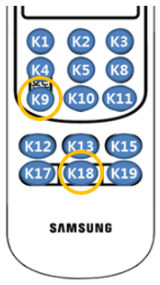 LCD 타입 리모컨에 K9+K18 버튼을 4초씩 3회 진행(30초 이내 수행)