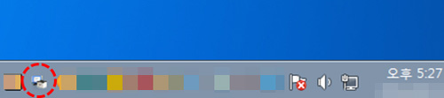 윈도우 작업표시줄 오른쪽에 프린터 모양 아이콘 예시 화면