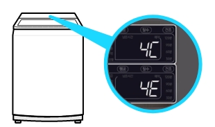 전자동 세탁기 급수 안됨 증상   에 대한 세탁기 표시창에 4C(4E)표시된 이미지