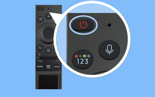 TV 리모컨 전원 버튼을 3초 이상 눌러 TV 전원이 꺼지고 켜질때까지 기다려 주세요