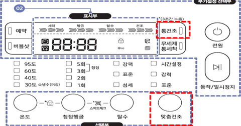 WD16J 조작부 건조버튼 이미지