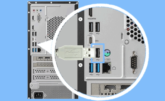 컴퓨터 뒷면 USB 케이블 분리