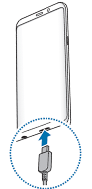 USB 케이블과 USB 충전 어댑터를 연결합니다.