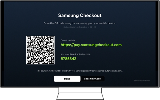 TV 화면에 보이는 QR 코드를 휴대폰으로 스캔하세요