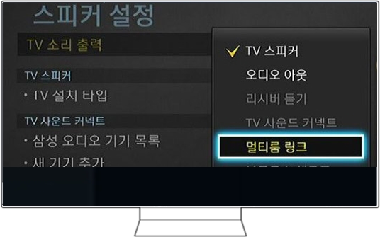 스피커 설정 의 멀티룸 링크를 선택해 주세요