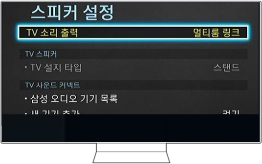 스피커 설정의 TV 소리 출력이 '멀티룸 링크'로 변경되었습니다