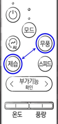 스마트 리셋을 위해 제습과 무풍버튼 동시에 누르는 이미지
