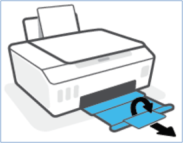 출력 용지함과 용지함 확장대를 당깁니다