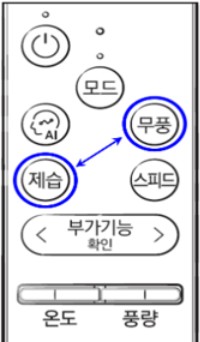 스마트 리셋을 위해 제습과 무풍버튼 동시에 누름
