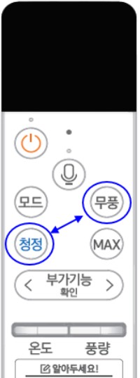 청정+무풍 버튼 동시에 5초이상 누름