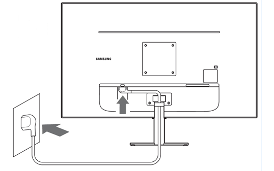 모니터 뒷면에 연결된 전원코드를 분리한 뒤 전원코드를 다시 연결해 주세요