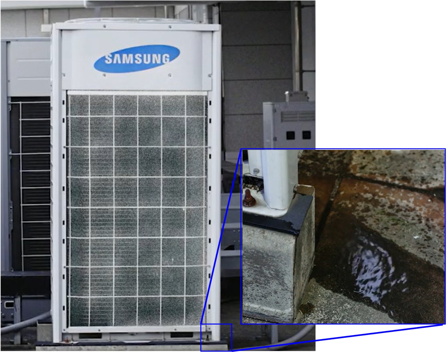 실외기 바닥으로 물 흐르는 이미지