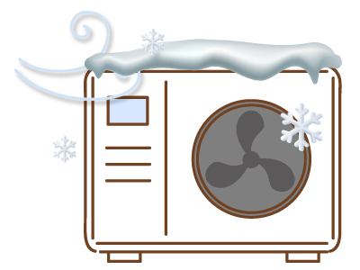 실외기에 눈이 쌓여 있는 모습