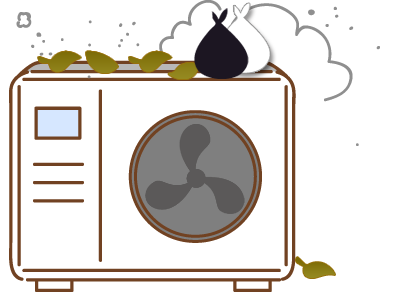 실외기에 먼지가 쌓여 있는 모습