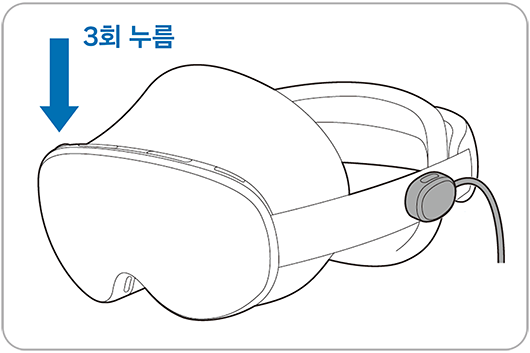 < 상단버튼을 3회(세번) 누른 후 화면 안내에 따라 시선 포인팅 보정을 실행