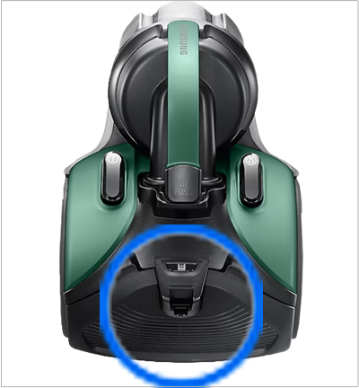 청소기 본체 뒷면 배기 필터 위치