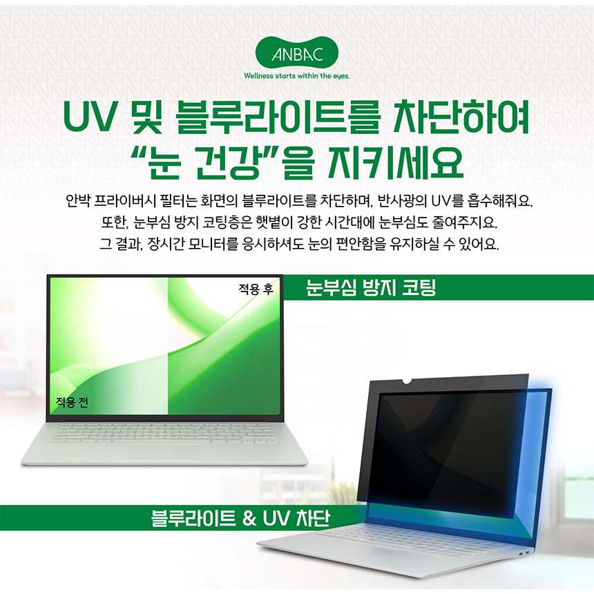 안박 노트북 브라이버시 필름 15.6인치 설명입니다.