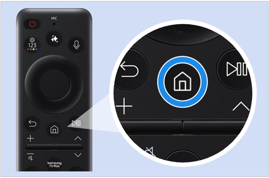 TV 리모컨의 홈 버튼을 눌러주세요