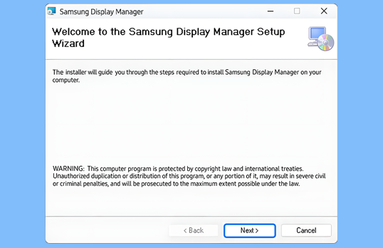 설치 파일을 더블 클릭한 후 Setup Wizard 창에서 'Next'를 클릭하세요