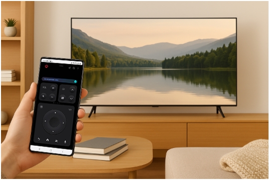 스마트폰에서 모바일 리모컨 사용하는 모습