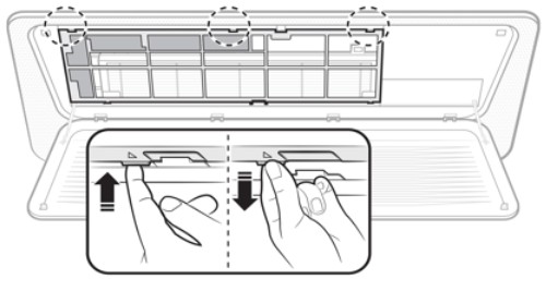 먼지거름필터(극세필터)를 분리해 주세요 