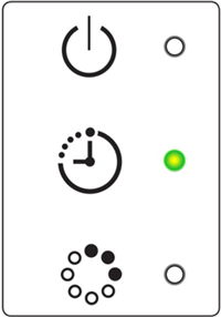 전원(운전) , 동그라미(청정) 깜박임, 시계(예약)켜짐 