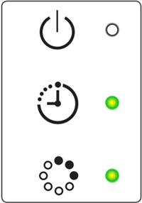 동그라미(청정) 깜박임, 시계(예약) 켜짐