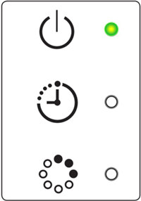 시계(예약), 동그라미(청정) 깜박임, 전원(운전) 켜짐
