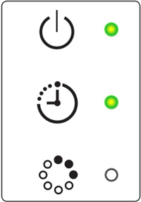 전원(운전) 깜박임, 시계(예약) 켜짐