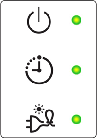 전원코드(절전) 깜박임, 전원(운전) , 시계(예약)  켜짐