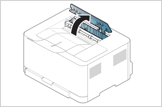 용지 배출구에 용지가 걸린 경우 스캔 유니트를 열어주세요
