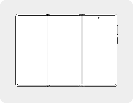 갤럭시 Z 트라이폴드가 펼쳐진 상태에서 카메라가 없는 면부터 접어주세요.