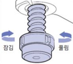 수평 조절 다리의 높이를 조절하는 이미지