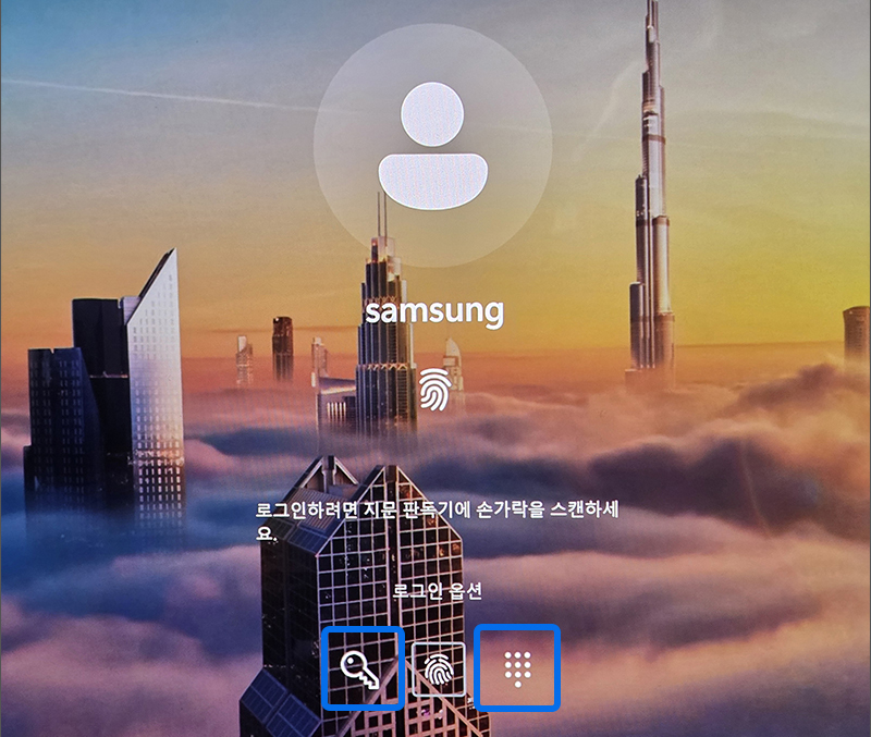로그인 옵션에서 Windows 암호 또는 PIN 번호를 선택하세요