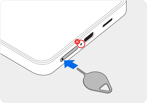 1단계) 트레이 분리 핀을 심카드 트레이 홈에 삽입하여 트레이를 분리하세요.