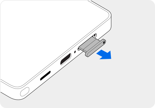 2단계) 분리된 심카드 트레이를 잡아당겨 트레이를 완전히 빼내세요.