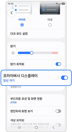 4. 활성화된 프라이버시 디스플레이 설정을 확인하세요